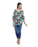 Miss Innocent Women Floral 100% Rayon Top G99 Green