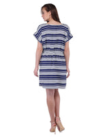 Alisha & Chloe Women Stripe Mid Length 100% Polyester Dress G59 Navy/White