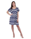 Alisha & Chloe Women Stripe Mid Length 100% Polyester Dress G59 Navy/White