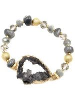 Agate Druzy Stone Bracelet, Gray