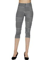 Capri Houndstooth Leggings, Black