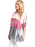 Color block top with short sleeves, Charcoal