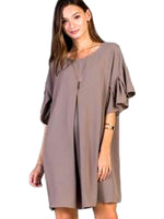 Casual Bell Sleeve Dress, Mocha