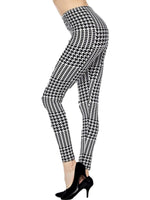 Curvy Houndstooth Leggings, Black