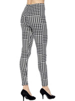 Curvy Houndstooth Leggings, Black