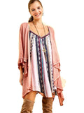 Oversized acid-wash kimono Cardigan, Salmon
