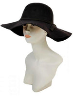 Soft Felt Floppy Hat Monochromatic Band with Small Ribbon, Charcoal