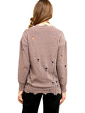 Solid distressed sweater, Latte