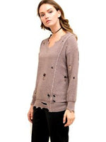 Solid distressed sweater, Latte