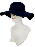 Soft Felt Floppy Hat Monochromatic Band with Small Ribbon, Black