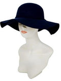 Soft Felt Floppy Hat Monochromatic Band with Small Ribbon, Black