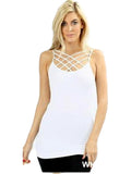 Seamless Triple Criss-Cross Front Cami, White