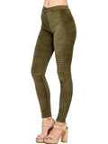 Faux Suede Moto Leggings, Olive