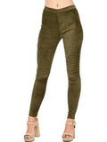 Faux Suede Moto Leggings, Olive