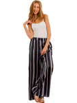 Chic Striped Wide Legged Pants, Navy