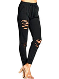 Distressed French Terry Jogger, Black