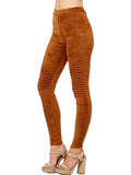 Faux Suede Moto Leggings, Camel