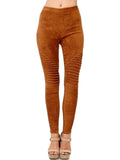 Faux Suede Moto Leggings, Camel