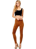 Faux Suede Moto Leggings, Camel