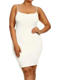 Curvy Extra Long Spaghetti Strap Cami 32", White