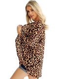 Leopard 3/4 Sleeve Chiffon Cardigan, Multi