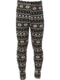 Girls Snowflake legging, Black-Cream