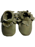 Baby Leather Moccasins, Dark Green