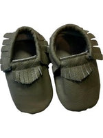 Baby Leather Moccasins, Dark Green