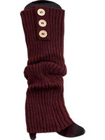 Button Long Knit Leg Warmer, Brown