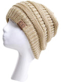 CC Thick Knit Beanie, Metaillic Gold