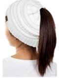 CC Messy Bun Beanie, Ivory
