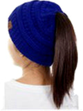 CC Messy Bun Beanie, Royal