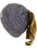 CC Messy Bun Beanie, Two Tone Gray