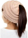 CC Messy Bun Beanie, New Beige
