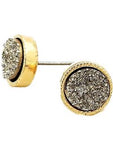 Circle Mini Druzy Stud Earring, Grey