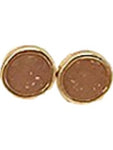 Circle Mini Druzy Stud Earring, Mocha