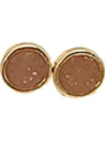 Circle Mini Druzy Stud Earring, Mocha