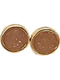 Circle Mini Druzy Stud Earring, Mocha