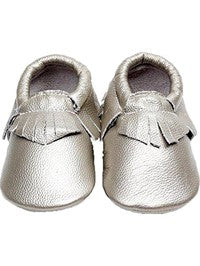 Baby Leather Moccasins, Silver