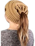 CC Messy Bun Beanie, Camel