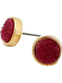 Circle Mini Druzy Stud Earring, Wine