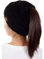 CC Messy Bun Beanie, Black