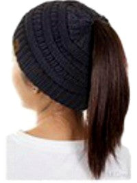 CC Messy Bun Beanie, Dark Melangegray