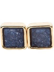 Square Mini Druzy Stud Earrings, Smoke Blue