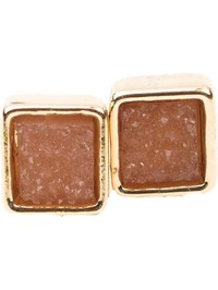 Square Mini Druzy Stud Earrings, Mocha