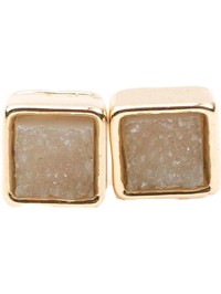 Square Mini  Druzy Stud Earrings, Beige