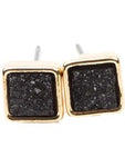 Square Mini Druzy Stud Earrings, Black