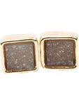 Square Mini Druzy Stud Earrings, Charcoal