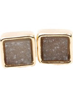 Square Mini Druzy Stud Earrings, Charcoal