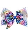 Mermaid 8" Hair Bow, Rainbow-White